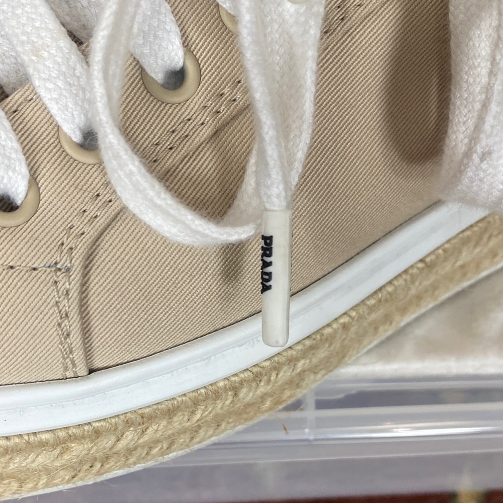 PRADA Natural Gabardine Espadrille Wedge Sneakers 38 - Picture 4 of 10